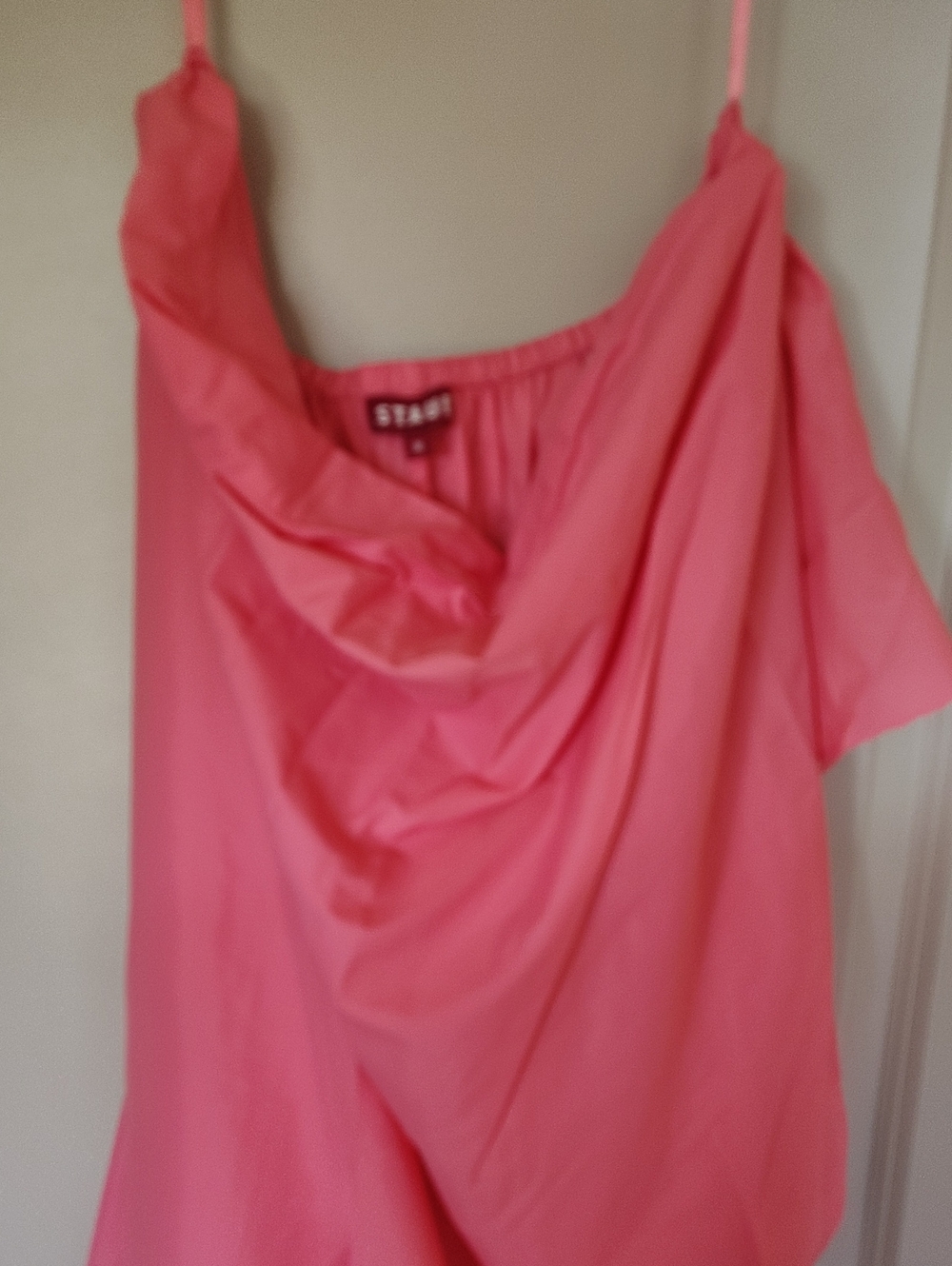 STAUD Coral-Pink Cowl Neck Satin Dress ABSOLUTELY BEAUTIFUL
